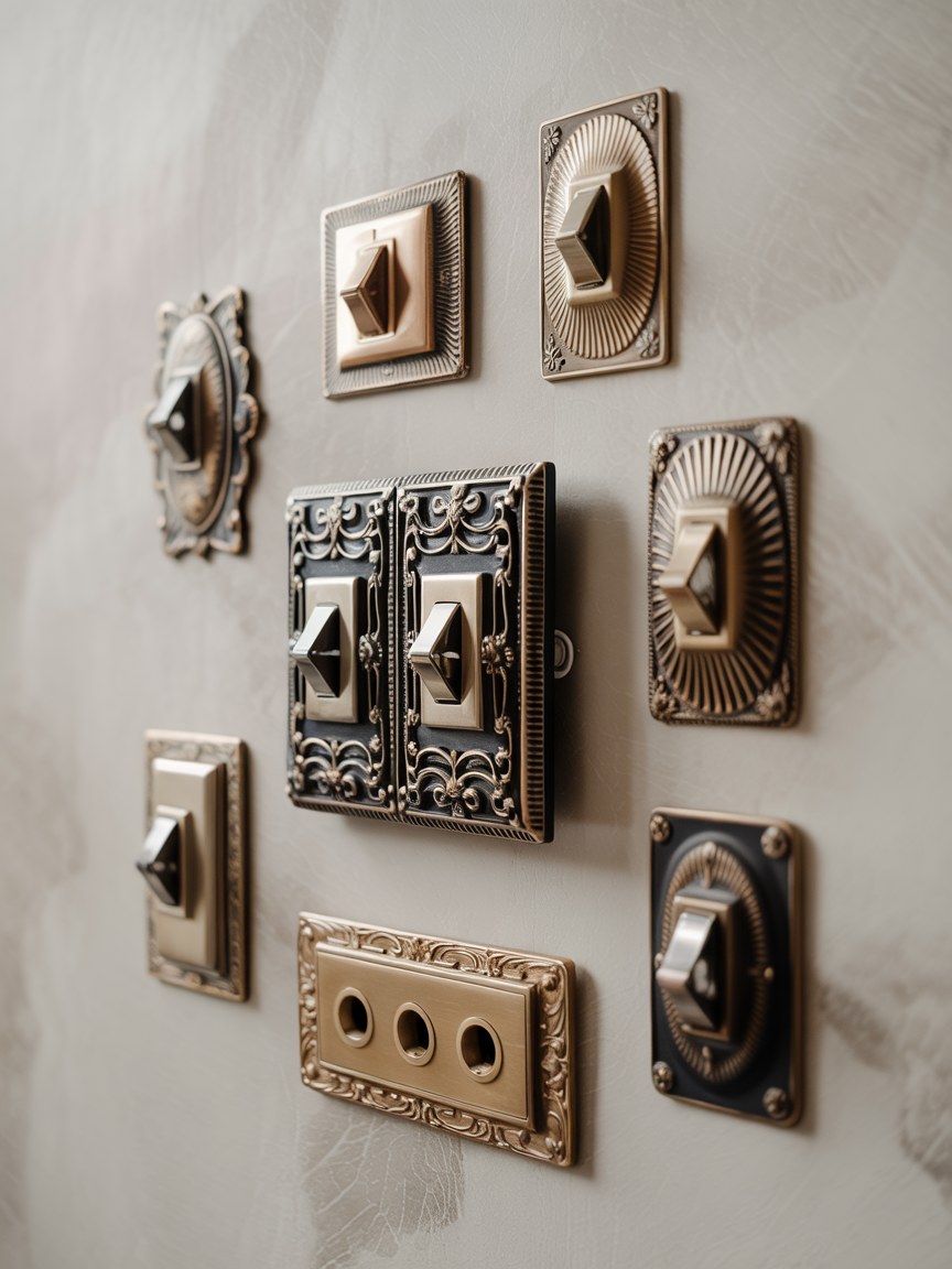 Vintage Brass Light Switch Covers Luxury Bathroom Decor Ideas
