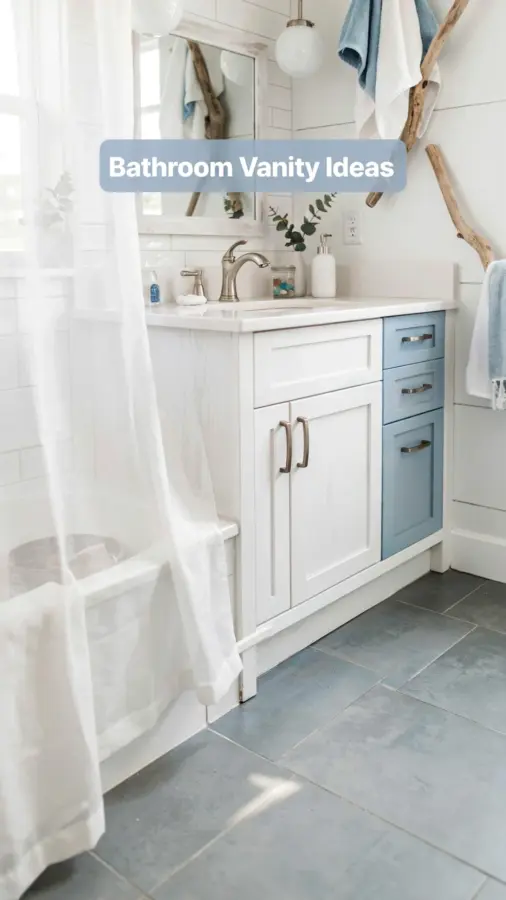 Hidden Bathroom Vanity Idea | Camouflaged Wood Panel Cabinet | Small Bathroom Storage Solution