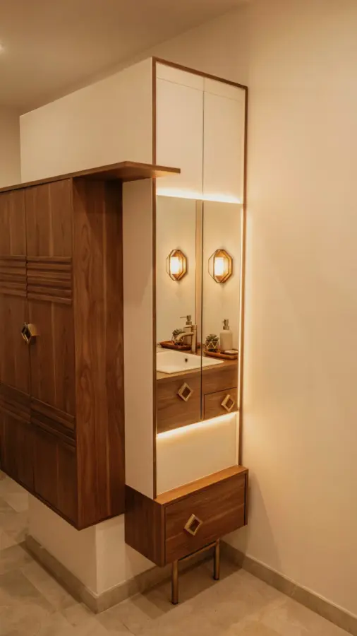 Custom Bathroom Vanity Makeover — Before & After with Dark Wood and Marble