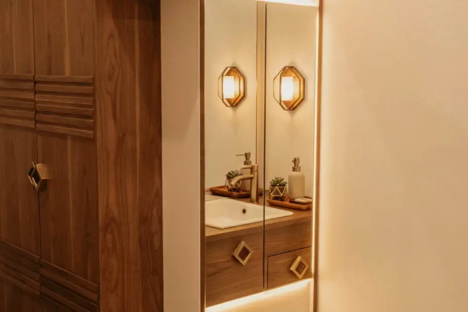 Custom Bathroom Vanity Makeover — Before & After with Dark Wood and Marble
