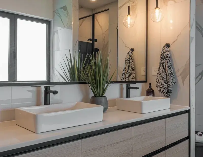 Double Sink Vanity Before & After: Modern Bathroom Makeover with Vessel Sinks
