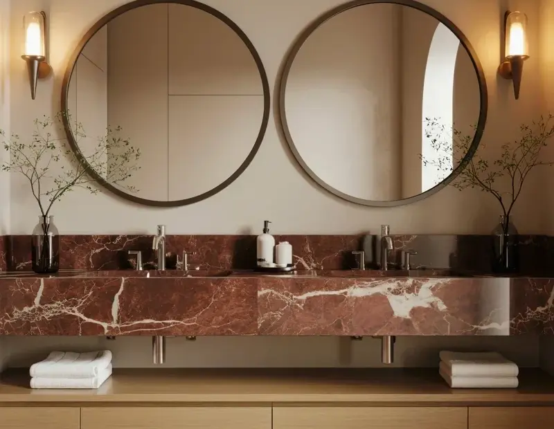 Double Sink Vanity with Marble Top & Bronze Mirrors – Our Master Bathroom Setup