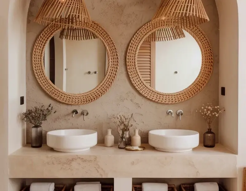 Bathroom Vanity Mistake: Why You Need Rattan Accents & Round Mirrors