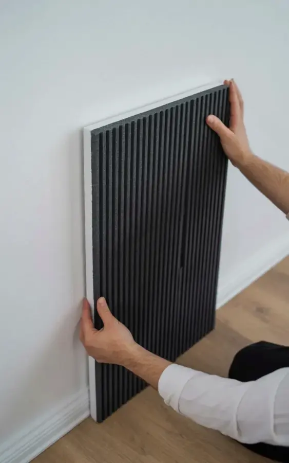 Installing a Black Acoustic Slat Panel | DIY Soundproofing Wall