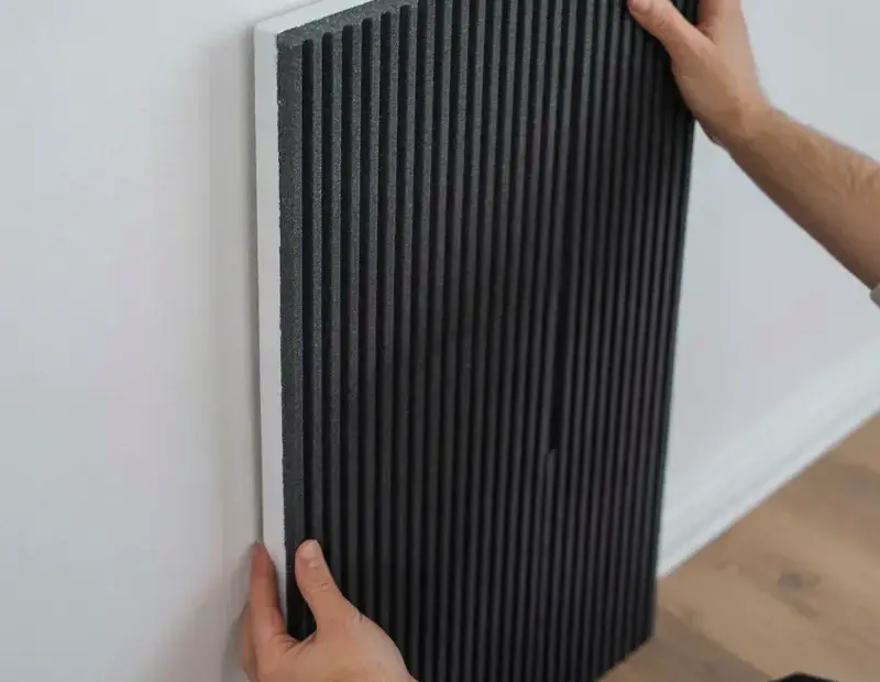 Installing a Black Acoustic Slat Panel | DIY Soundproofing Wall
