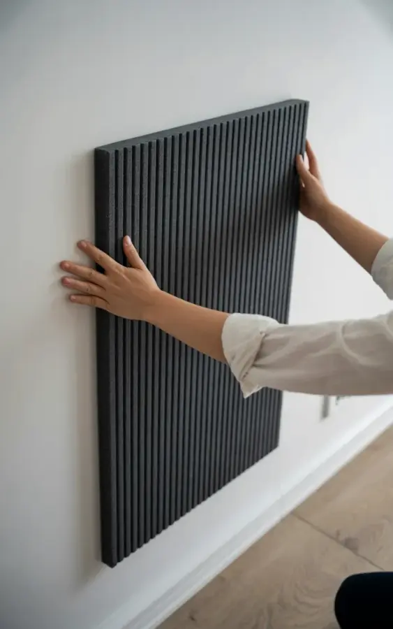 Acoustic Panel Installation Before & After | DIY Black Slat Wall on White