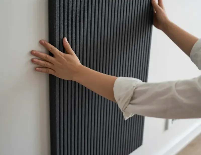 Acoustic Panel Installation Before & After | DIY Black Slat Wall on White