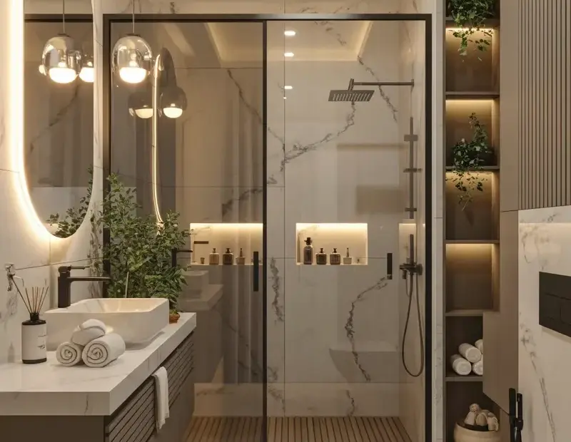 Stop Making This Bathroom Lighting Mistake β Layered Light Ideas from a Modern Marble Bathroom