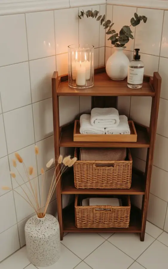 Small bathroom shelf ideas: don't make this common shelf styling mistake