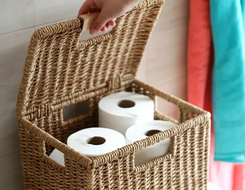 Seagrass Toilet Paper Basket - My Trick for Keeping Powder Room Supplies Handy